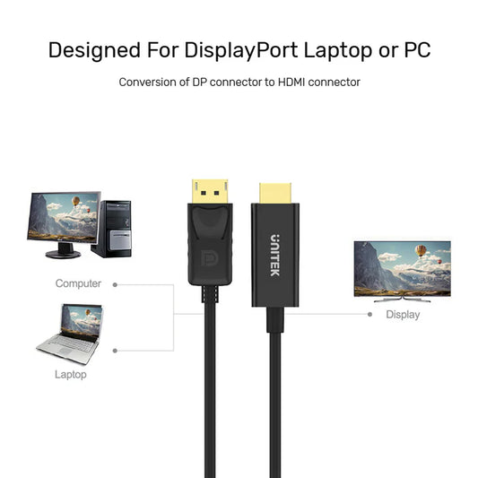 UNITEK DisplayPort to HDMI 1080P Full HD Cable