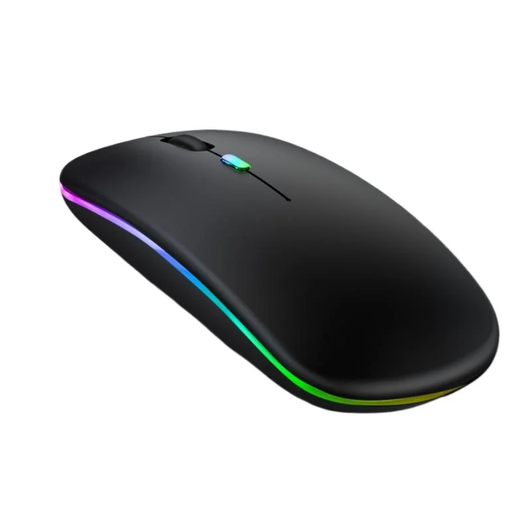 Black computer mouse with RGB lighting in doha Qatar