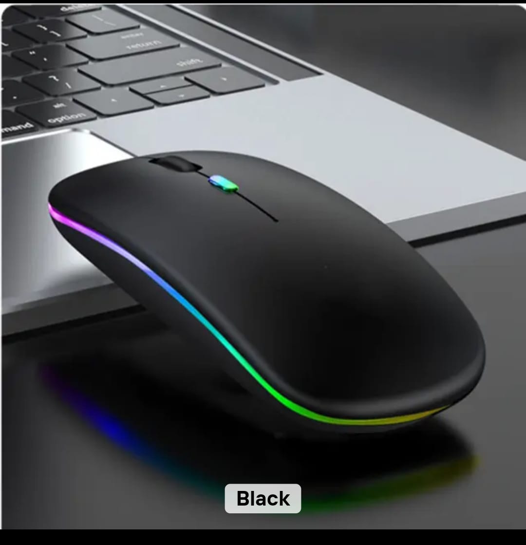 Rechargeable Black wireless mouse with RGB lighting in Doha Qatar