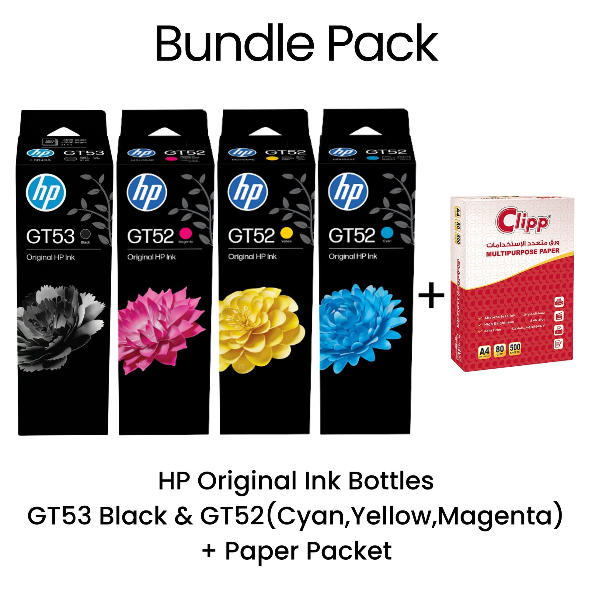 Bundle Pack: HP GT53 Black + GT52 Colors