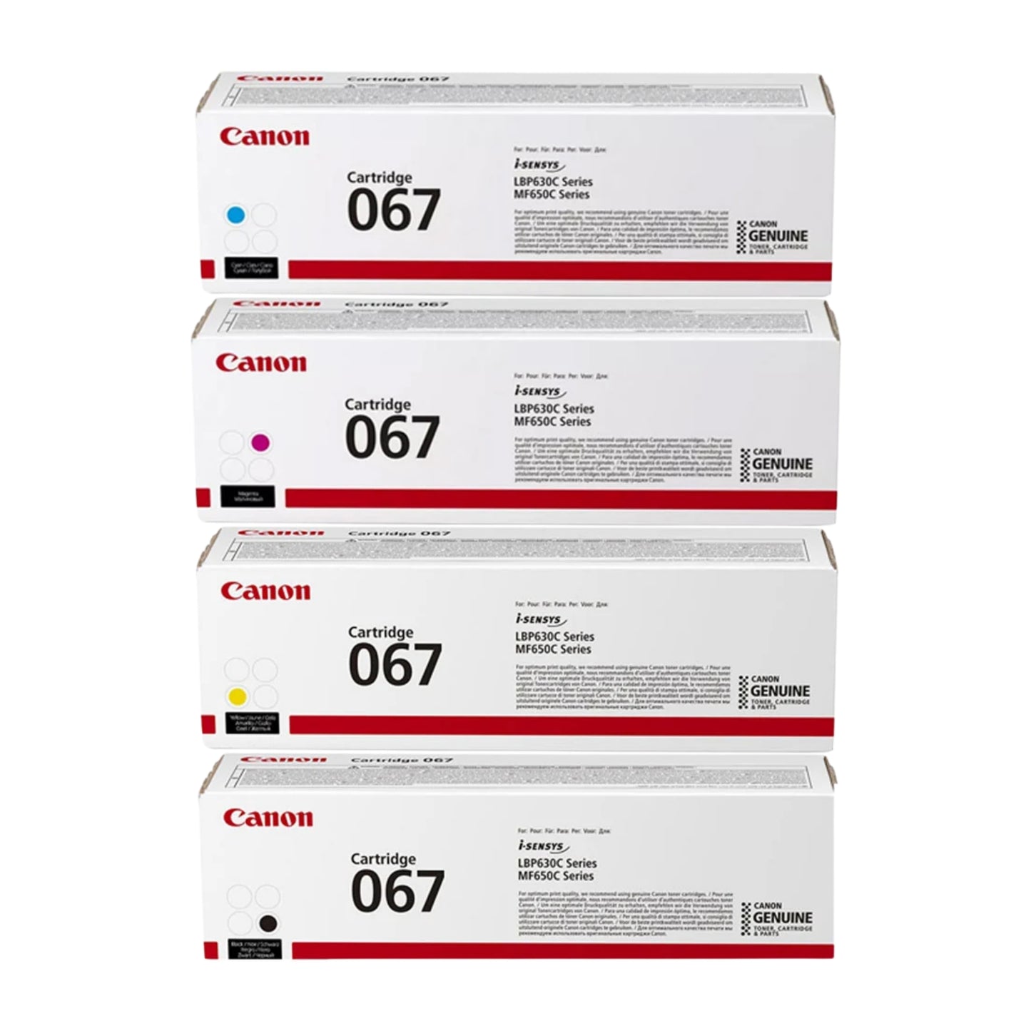 Genuine canon 067 black, cyan, yellow and magenta ink/toner Cartridge