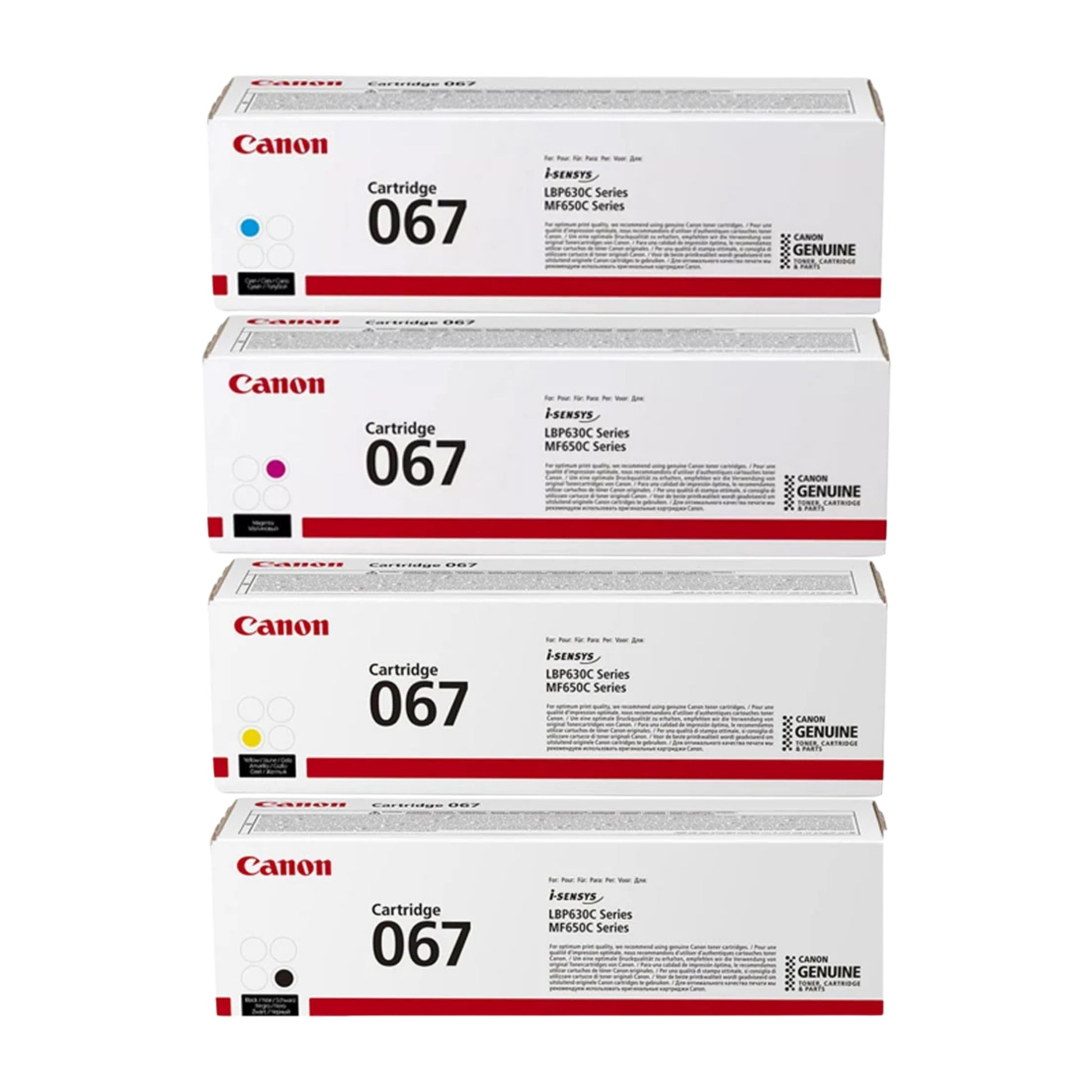 Genuine canon 067 black, cyan, yellow and magenta ink/toner Cartridge