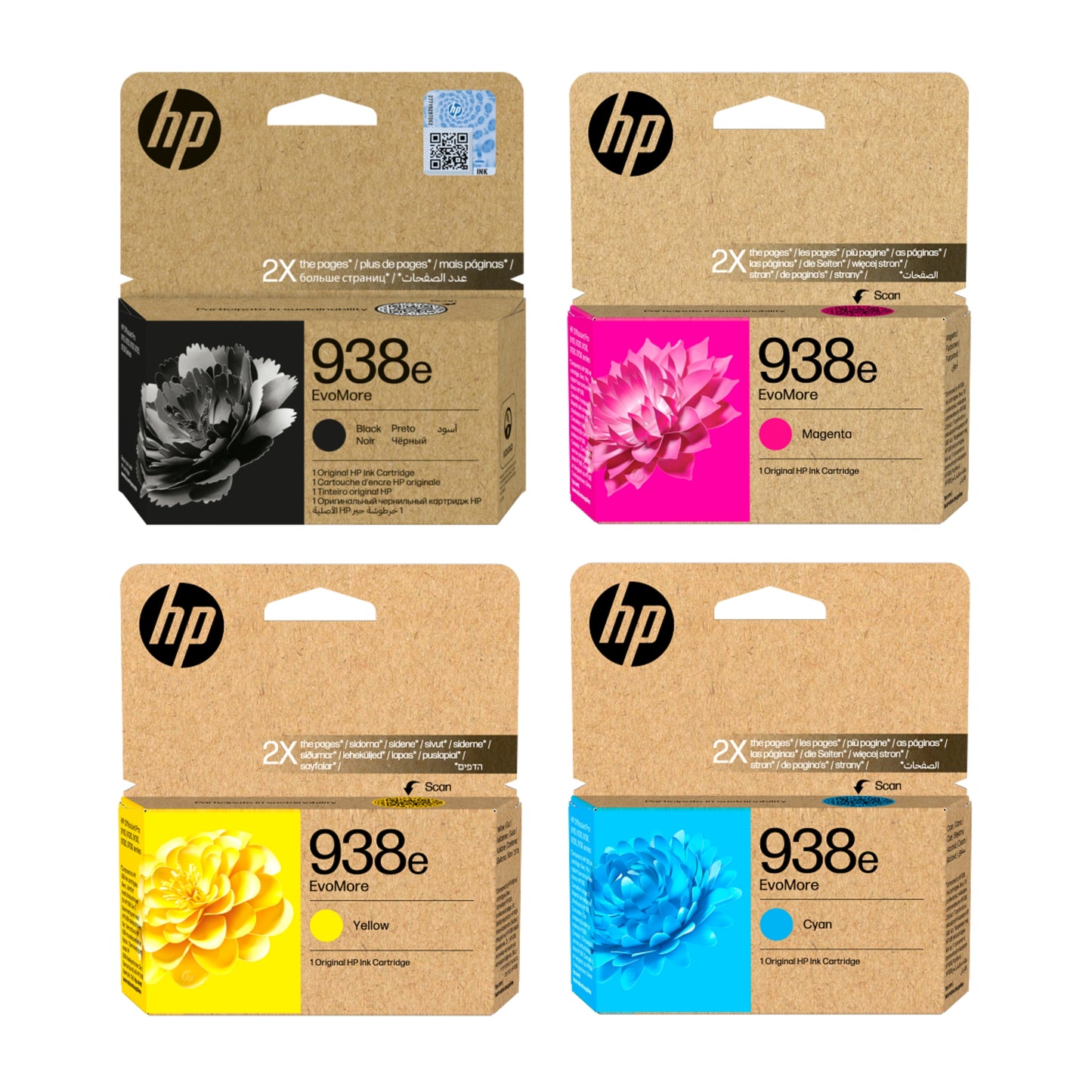 Combo Pack: HP 938e EvoMore Original Ink Cartridge