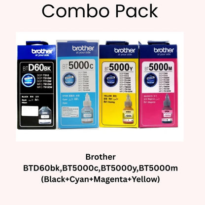 Buy Online Combo pack of Brother BTD60BK,BT5000C,BT5000Y and BT5000M Original Ink Bottle in Doha, Qatar.