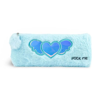 Fuzzy Blue Pencil Case