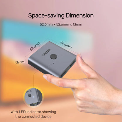 Unitek 4K Aluminium HDMI 2.0 Switch 2-To-1 Bi-Directional