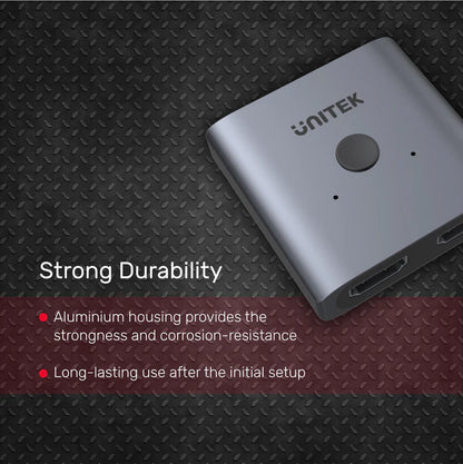 Unitek 4K Aluminium HDMI 2.0 Switch 2-To-1 Bi-Directional