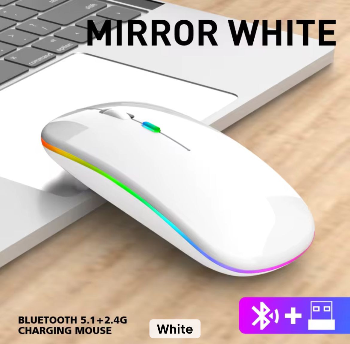 Wireless Slim Mouse with Colorful LED Lighting, Bluetooth, Rechargeable Battery and Type C interface (Black) Wireless Slim Mouse with Colorful LED Lighting, Bluetooth, Rechargeable Battery and Type C interface (Black)
