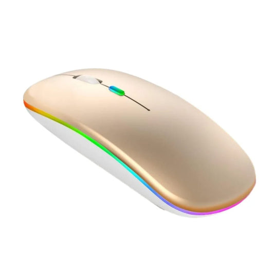 Wireless Slim Mouse with Colorful LED Lighting, Bluetooth, Rechargeable Battery and Type C interface (Local Gold)
