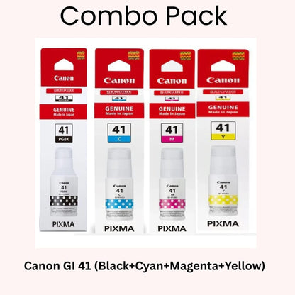 combo pack of Canon GI 41 ink bottles in black, cyan, magenta, and yellow For PIXMA Printers in Doha Qatar