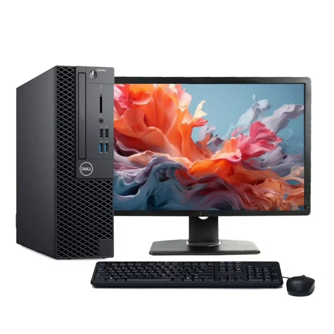 Dell Desktop computer set with monitor, CPU tower, keyboard and mouse 